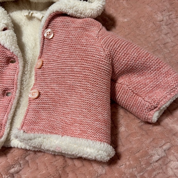 Baby Gap thick Sherpa lined bear button up jacket 0-3 months - Picture 2 of 7